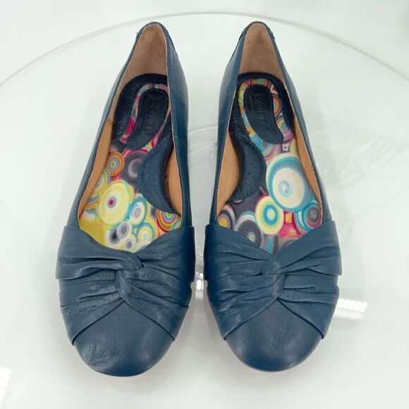 Born Women's Lilly Ballet Flat Size 7 Navy Blue Leather Slip On Knot Bow Shoes - Picture 4 of 13